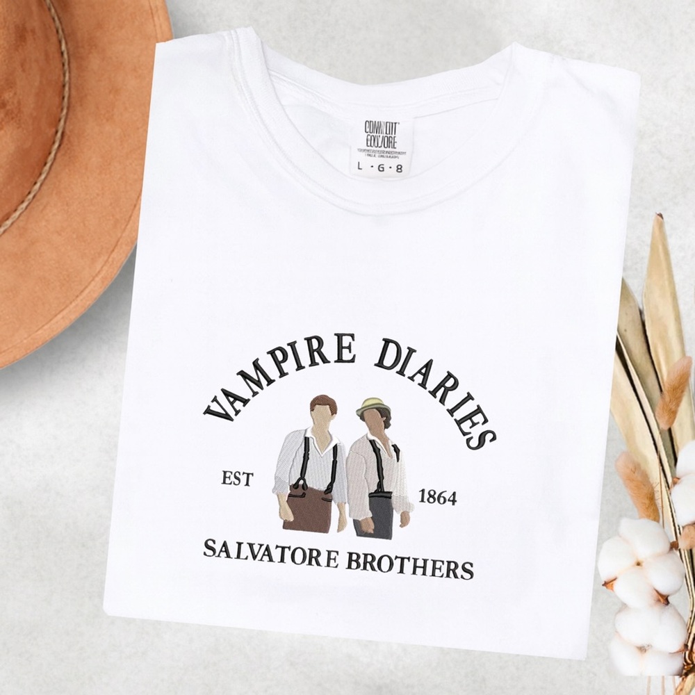 Embroidered White Vampire Diaries Tee